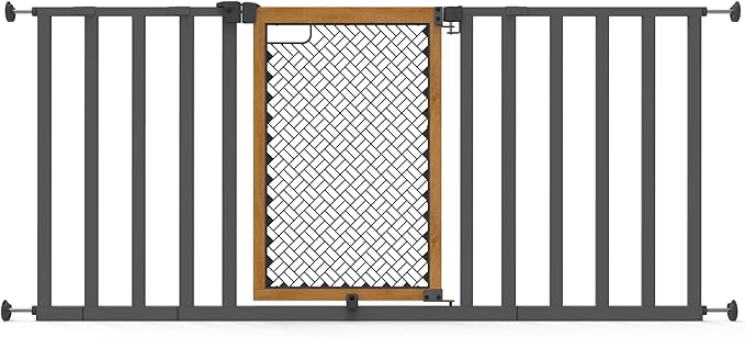 Ingenuity Ingenuity Thruway 60XW Series Extra Wide Safety Pet&Baby Gate,30"-60" Wide,26" Tall,Pressure or Hardware Mounted,Install Wall to Wall in Doorway or Stairway?“Honey Oak Stained Wood&Metal
