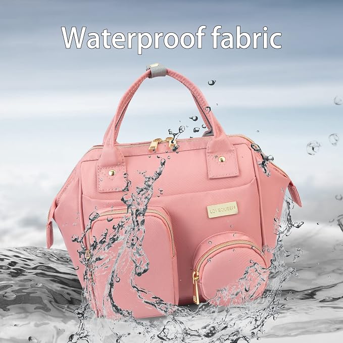 Lmbabter Baby Diaper Bag Backpack Waterproof Multi-Function Convertible Mini Smart Diaper Bag Backpack for Outdoor (Pink)