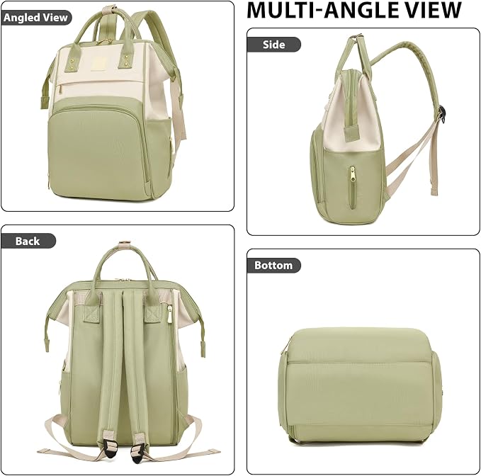 Baby Diaper Bag, Nappy Changing Backpack with Insulated Pockets,Multi-Waterproof Backpack Baby Essentials Travel for for Boys Girls, Multipurpose Travel Back Pack Moms Dads(Green)