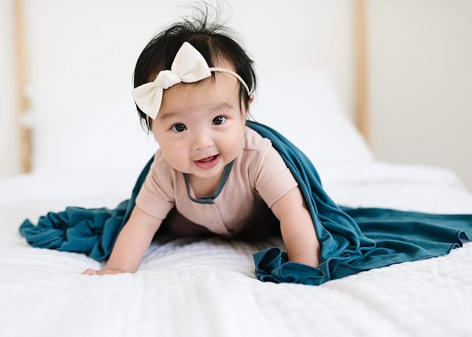 Copper Pearl Swaddle Blankets for Newborns | Soft Stretchy Receiving Blankets for Boys and Girls | Large 46 x 46 Inch Baby Blankets | Lightweight and Breathable Swaddles | Steel