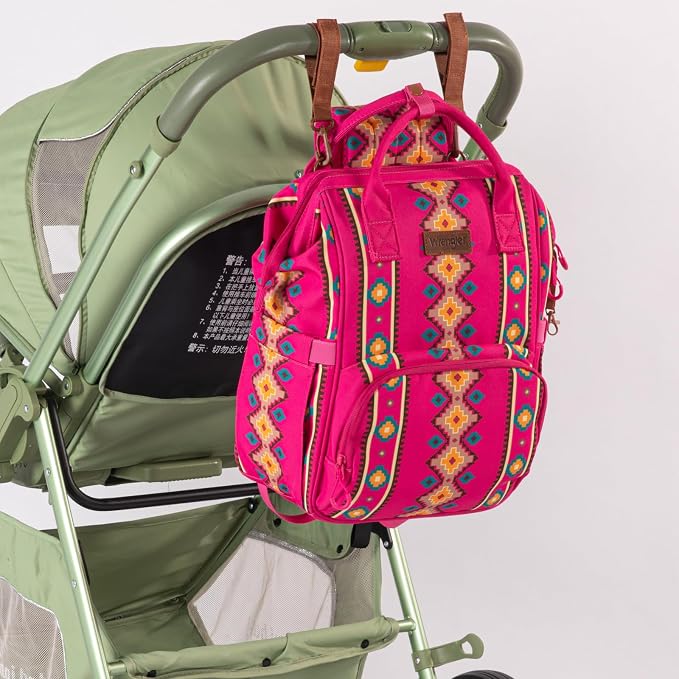 Montana West Wrangler Callie Diaper Bag Backpack with Stroller Straps Multifunction Baby Travel Bag WG2204-9110HPK
