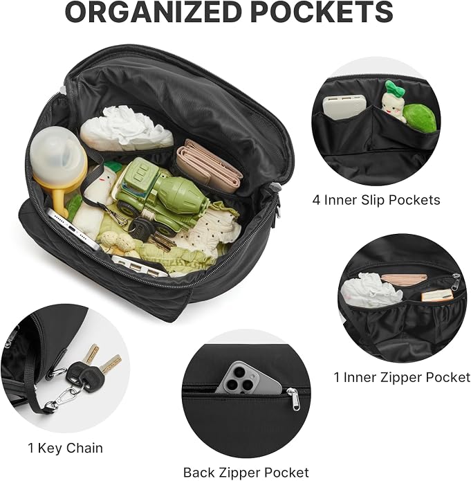 G4Free Small Diaper Bag with Portable Changing Pad Nylon Crossbody Purse Bum Bags with Wipe Pocket Women