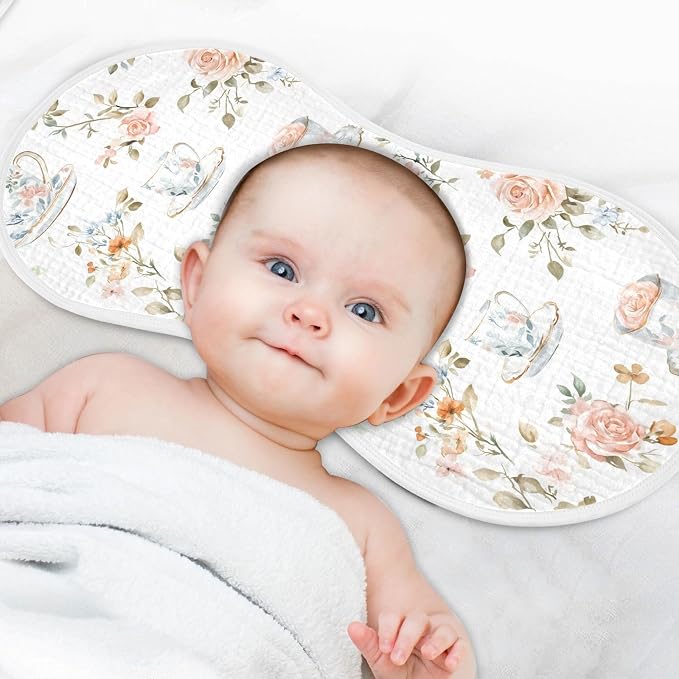 vvfelixl Muslin Burp Cloths Vintage Tableware Set Baby Washcloths for Baby Girl Boys 2 Pack