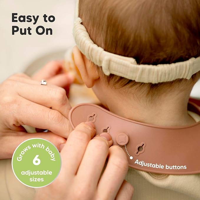 KeaBabies 2-Pack Silicone Bibs for Babies, Toddlers Girl, Boy ??Sturdy Food-Grade Baby Bibs for Eating, Large Food Catcher, Clean & Put On Easily, Waterproof Toddler Feeding Essentials (Dusk)