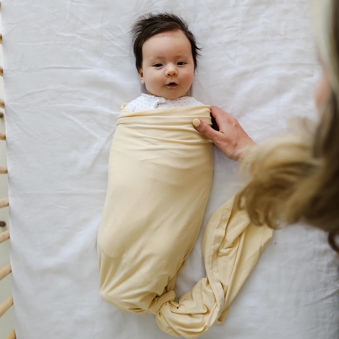 snuggle me Swaddle | Organic Cotton Swaddle Blanket, Soft Stretch, 47 x 47 inches (Honey)