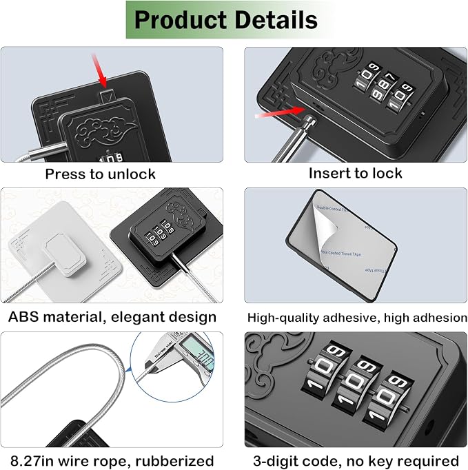 4 Pack Refrigerator Locks with 3 Digit Code, Easy Install Fridge Lock Combination, Premium Freezer Lock, Child Proof Cabinet Locks for Refrigerators, Drawers, Closets, Windows (Black)