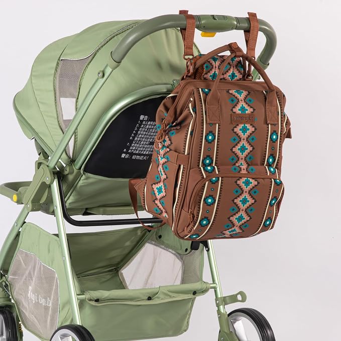 Montana West Wrangler Callie Diaper Bag Backpack with Stroller Straps Multifunction Baby Travel Bag WG2204-9110DBR