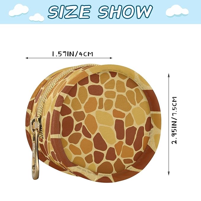 Pacifier Holder with Clip Pacifier Case for Diaper Bag Round Baby Pacifier Pouch Box Bag Portable Yellow Giraffe Skin Print
