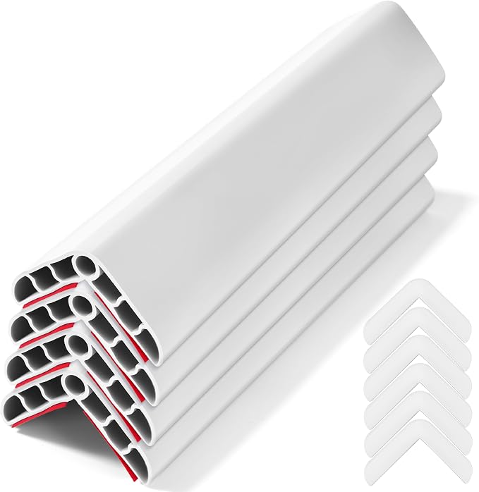 Wall Corner Edge Protector 4 Pack,1.57x1.57x23.62x0.28 inch Soft Baby Proof Corner Guards for Sharp Edges, Self-Adhesive Corner Protectors for Home, Kindergarten,Thickness-White 7mm(0.28 in)