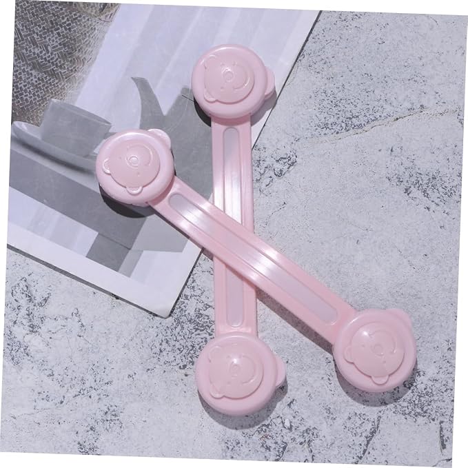 2pcs Bear Shaped Baby Cabinet Safety Latches Easy to Open Child Safety Locks for Cabinets Pink Abs Material Baby Proof Locks