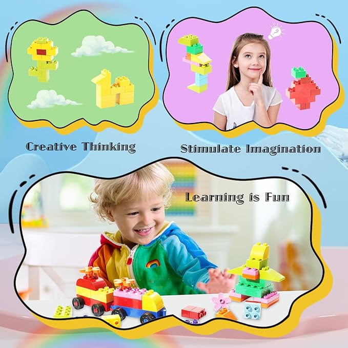 208 Piece Large Building Blocks Set - Classic Big Bricks Compatible with All Major Brands, STEM Educational Toys for Kids Ages 3+, Creative Construction Gift for Boys Girls