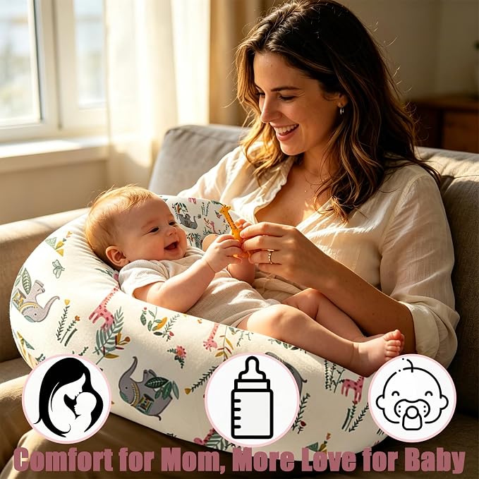 Nursing Pillow Breastfeeding Pillow Removable cover Machine washable | Conforming to ergonomic design. Detachable cover. Machine washable. Breathable fabric.Arm fatigue free Soft supportive fill