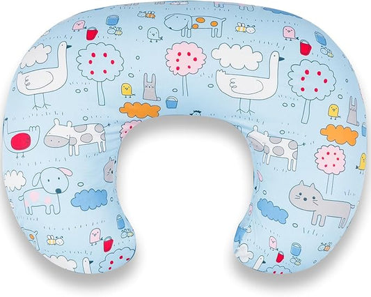 Nursing Pillow for Breastfeeding & Bottle Feeding - Ergonomic C-Shape Design with Breathable Filling & Removable Washable Cover, Supports 0-18 Months (Feeding, Tummy Time, Sitting), Hypoallergenic