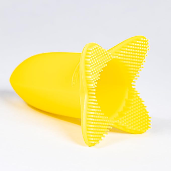 Baby Banana Hair & Scalp Brush for Cradle Cap and Bathtime, Made in USA, Infant to 12 Months, Flexable, Variable Pressure Scalp and Body Scrubber, Sensory Stimulation, Essential Baby Shower Gift