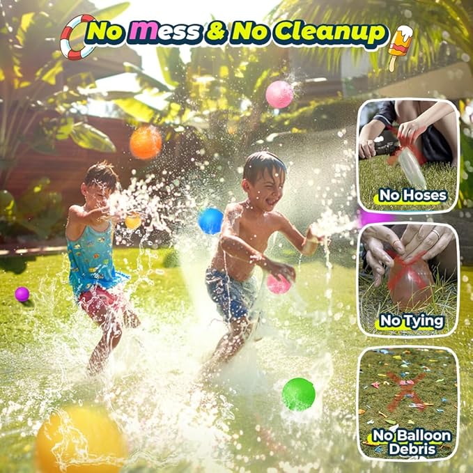 24Pcs Reusable Water Balloons, Summer Water Toys, Magnetic Water Ball for Outdoor Games, Pool Toy, Beach Toys for Kids
