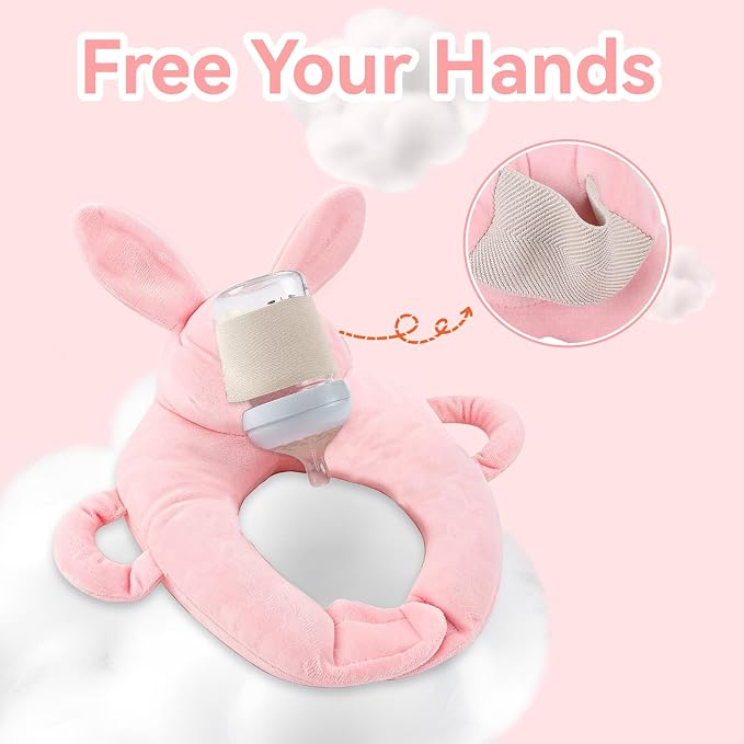 Bottle Feeding Support Pad, Soft Breathable Bottle Holder Pillow Fabric Stable Securing Holder for Comfortable Feeding (Rabbit)