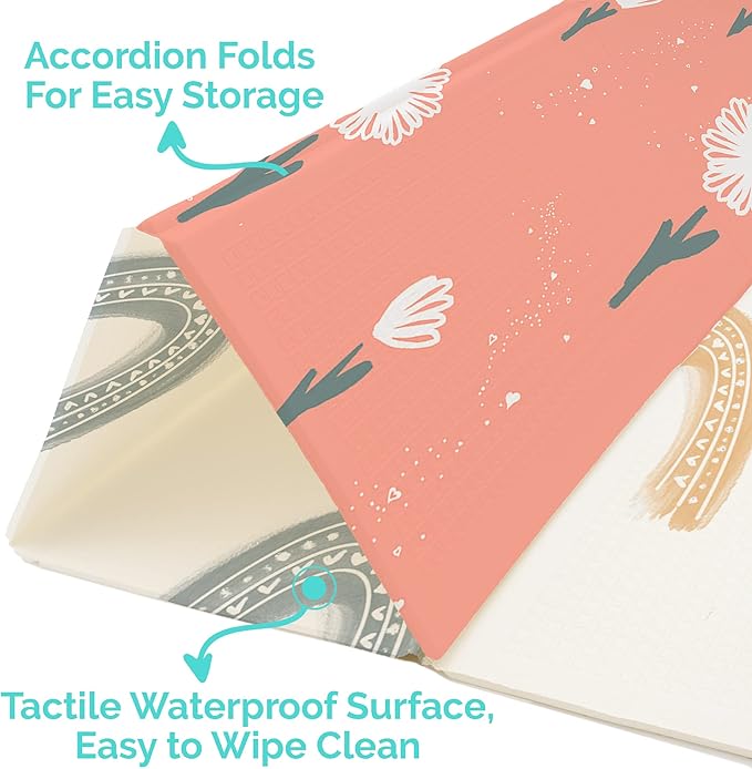 JumpOff Jo Foldable Foam Play Mat ??Large Waterproof Baby & Toddler Activity Floor Mat, Double-Sided 70 x 59 Inch Play Surface