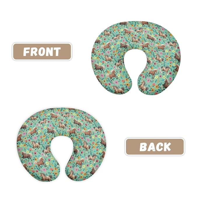 Horse Floral Nursing Pillow Cover Stretchy Neutral Breastfeeding Pillow Cover Fits Snug On Infant Lightweight Neutral Pillow Cover for Infant Snug
