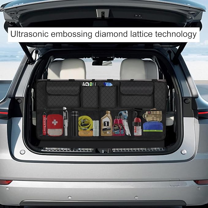 Car Trunk Organizer and Storage, Large Capacity Backseat Hanging Storage Accessories, Backseat Car Organizer for SUV/MPV/Truck (Black)