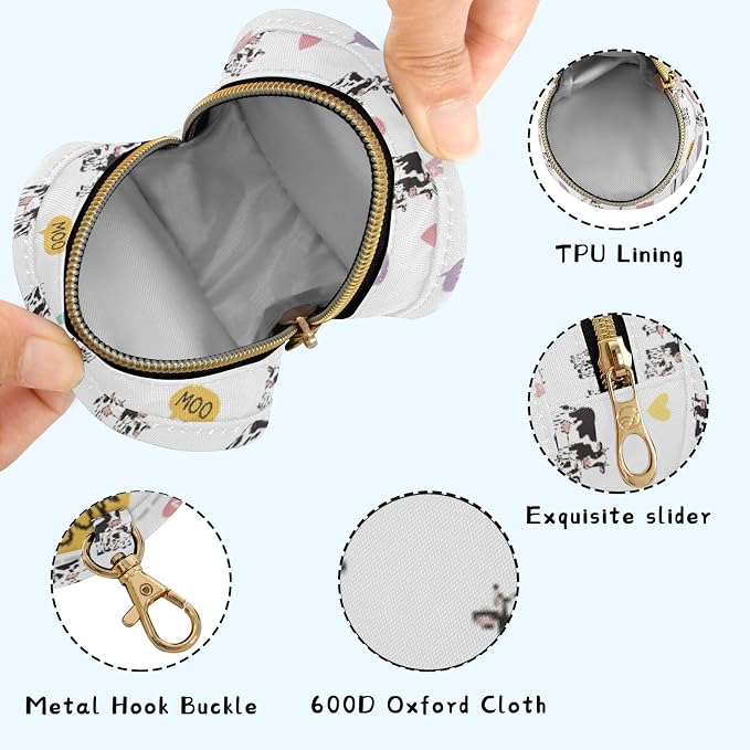 Cow Hearts White Print Pacifier Holder Case for Diaper Bag Portable Travel Pacifier Storage Case with Clip Pacifier Cover Pouch Bag for Outdoor Purse Baby Boys Girls