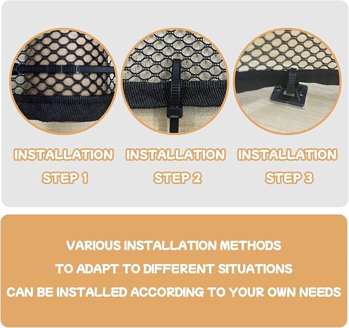 Banister Guard for Baby, Balcony Netting for Pets, 10ft x 3ft, Baby Safety Stairs Rail Net Provides Your Baby with a Environment, Baby Stair Net Fit for Child, Small Pet, Toy - Black