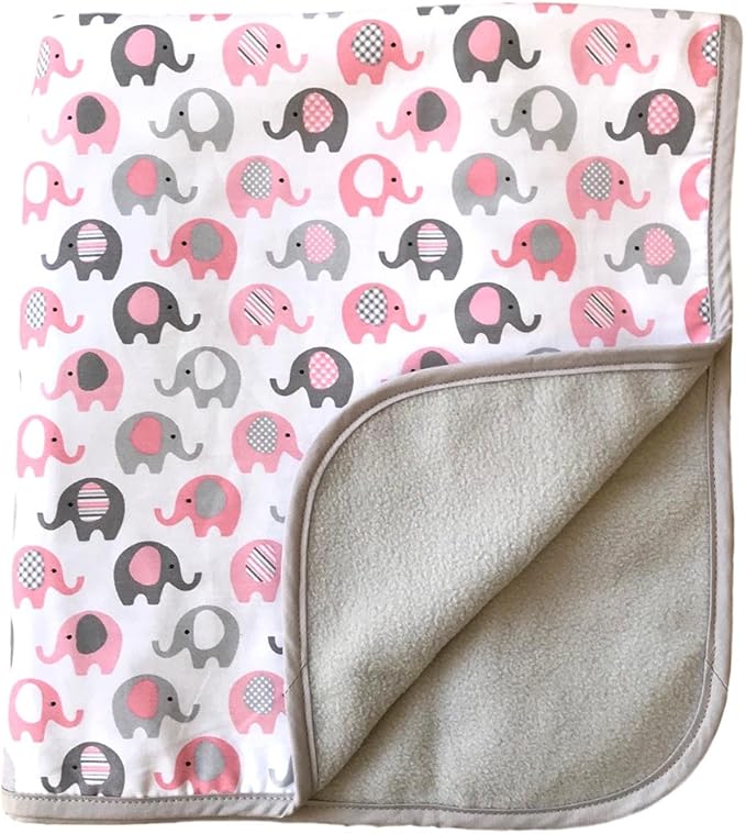 Vera Elephant Cotton Fleece Baby Blanket (Petal Grey) 30"x40"