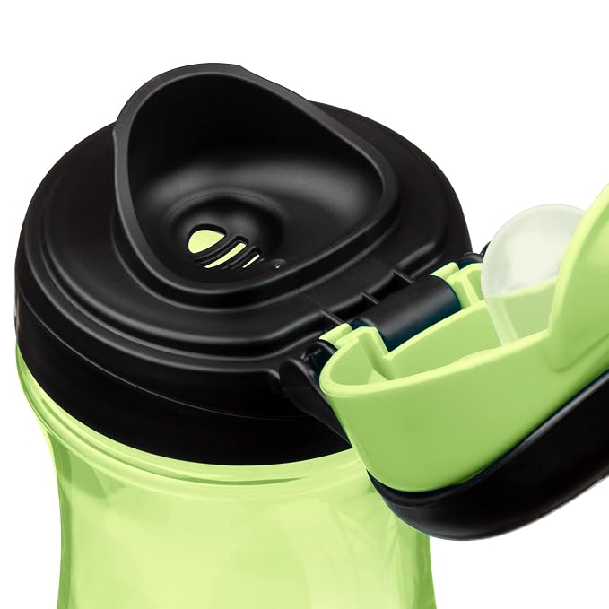 Chicco My Tumbler Toddler Sippy Cup for 2+ Years, 12oz Spill-Proof when Closed Water Bottle with Free-Flow Spout, Flip-Up Carry Handle, Easy Grip, BPA Free, Green