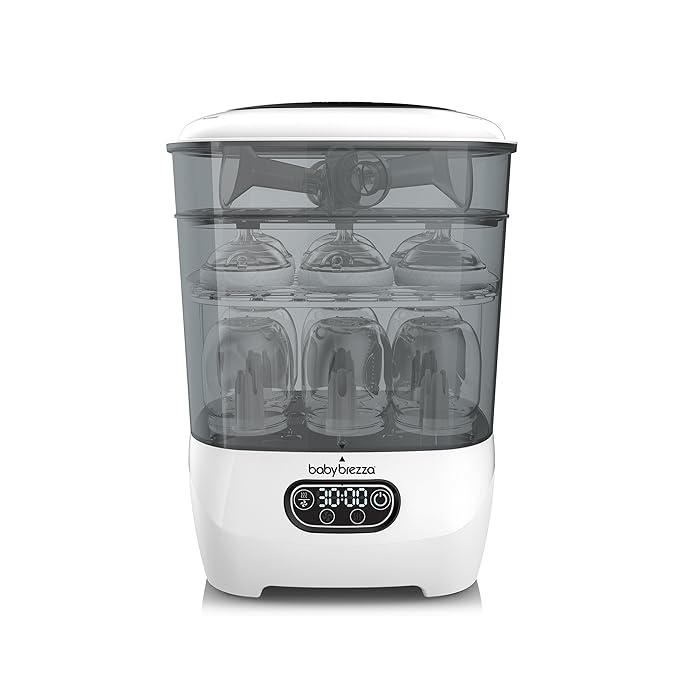 Baby Brezza Bottle Sterilizer and Dryer Advanced – 33% Faster - Largest Capacity Steam Sanitizer - Universal Sterilization Machine for All Bottles + Pump Parts - HEPA Air Filter