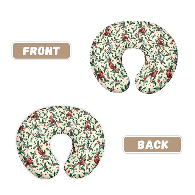 Christmas Cardinal Thorn Bird Nursing Pillow Cover Case Durable Skin-Friendly Fabric Newborn Feeding Pillow Cover with Hidden Zipper for Boys & Girls, Easy to Put On & Remove