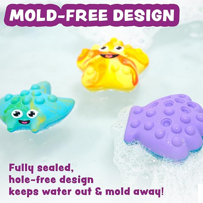 Tub Works® Tub Poppers??Popping Kids & Toddler Bath Toys, 3 Pack | Push, Poke, Squish & Pop it Fidget Toys for The Bathtub | Irresistible Bubbles with Satisfying 'Pops' | Multi Sensory Kids Bath Toys