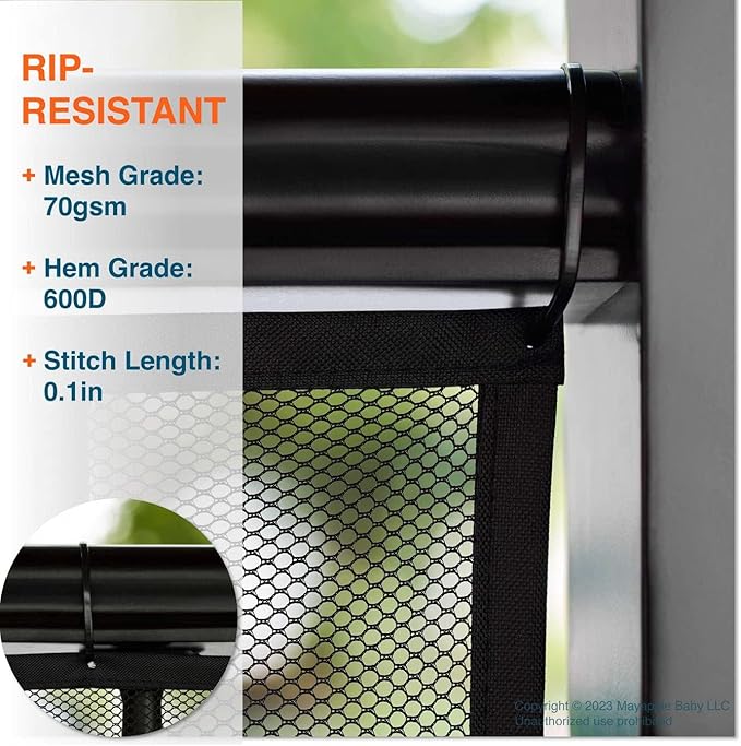 Roving Cove Stair Banister Guard 15ft x 3ft, Railing Safety Net for Baby Proofing, Child Safety Stairway Cover, Balcony Mesh Netting, Ebony Black