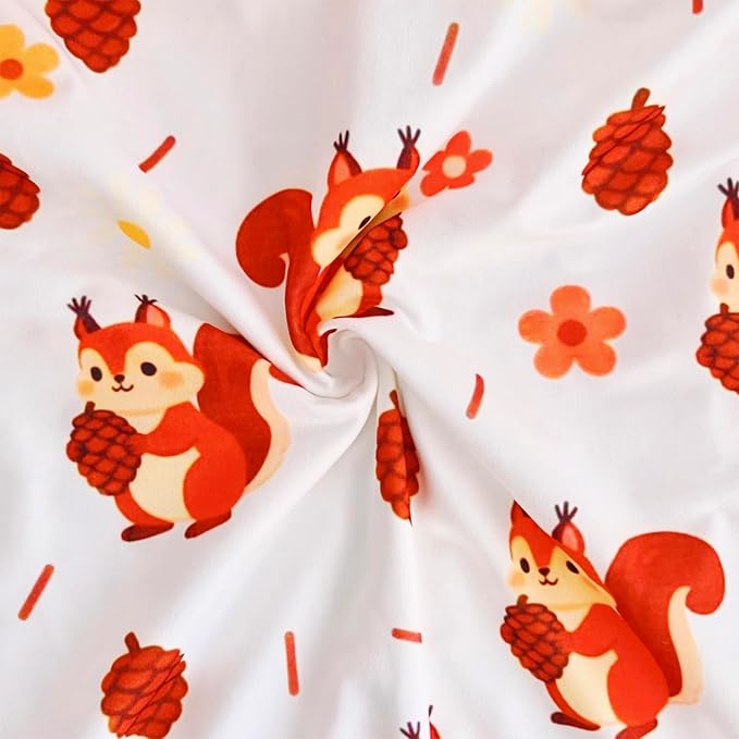 Squirrel Minky Baby Blanket for Boys Girls, 29.5'' x 39.3'' Soft Plush Receiving Blankets with Double Layer Dotted Backing for Newborn Toddler Nursery Crib Stroller Car Seat