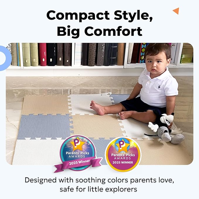 MioTetto Baby Play Mat, Comfortable Playtime Mat ??Portable Foam Floor Tiles, Safe Baby mat for Floor for Crawling & Development, Soft Play mat for Babies, Stylish Interlocking Foam Tiles