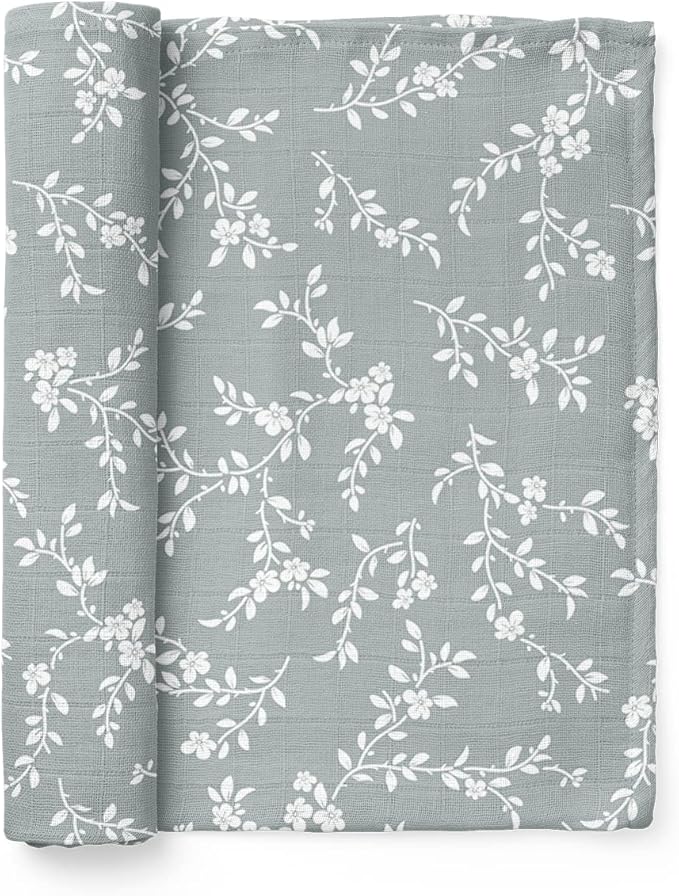 Mini Wander Swaddles for Newborns Muslin Swaddle Blankets - Breathable Soft Receiving Blanket Baby Essentials | 47 x 47 Cotton - Bloom (Blue)