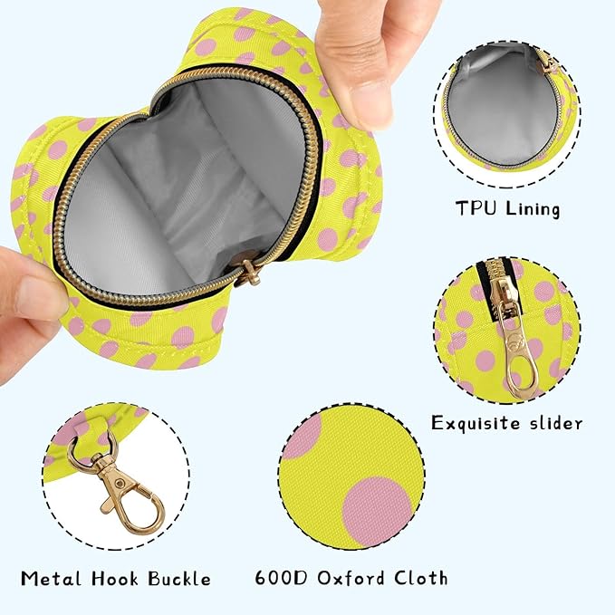 Neon Pink Yellow Polka Dot Pacifier Holder Case Newborn Pacifier Storage Pouch for Boys Girls Easy Attach to Diaper Bag Portable Baby Essentials Container