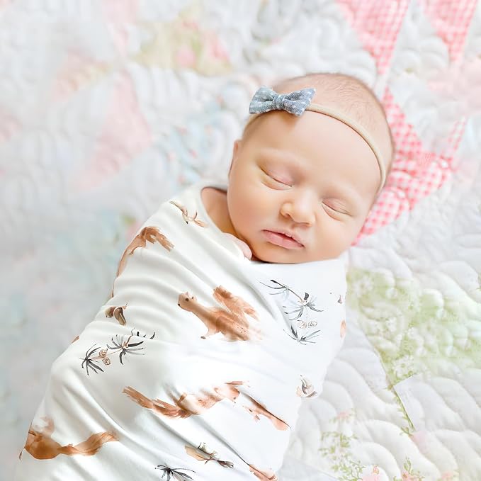GRSSDER Reversible Baby Blankets Super Soft Jersey Knit Swaddle Blanket for Baby Girls and Boys, Stretchy Breathable Receiving Blankets 34 x 44 Extra Large for Baby Swaddling