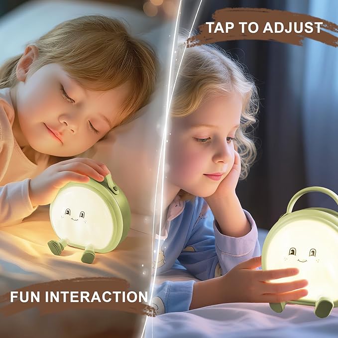 Night Light for Kids,Portable Touch Cordless Table & Bedside Lamp for Baby Nursery/Breastfeeding/Bedroom, 3 Levels Brightness+Silicone+Rechargeable, Cute Gifts for Girls/Baby/Toddler (Green)