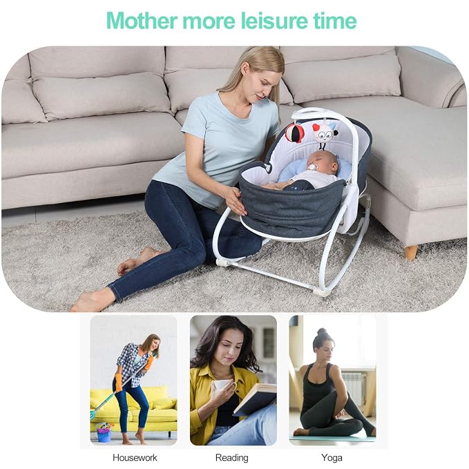 3-in-1 Baby Bouncers, Can sit and Lie Down, Brilliant Bouncer,Rocking Bouncer, Soothing Vibration, 3rd Gear Adjustment, Suitable for Babies Boys/Babies Girls/Newborns Baby