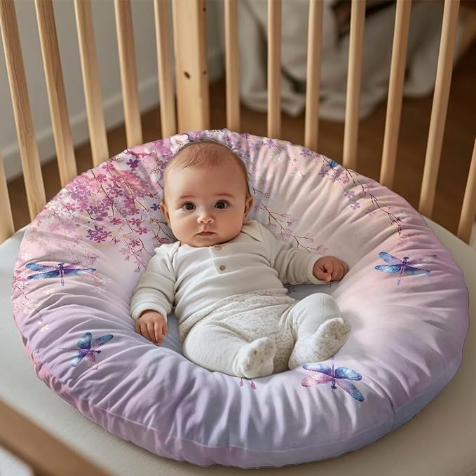 Dragonfly Flower Pillow Cover Breastfeeding Pillow Slipcover for Baby Boys & Girls Nursing Pillow Case for Newborn Soft Fabric Fits Snug On Infant Washable & Breathable