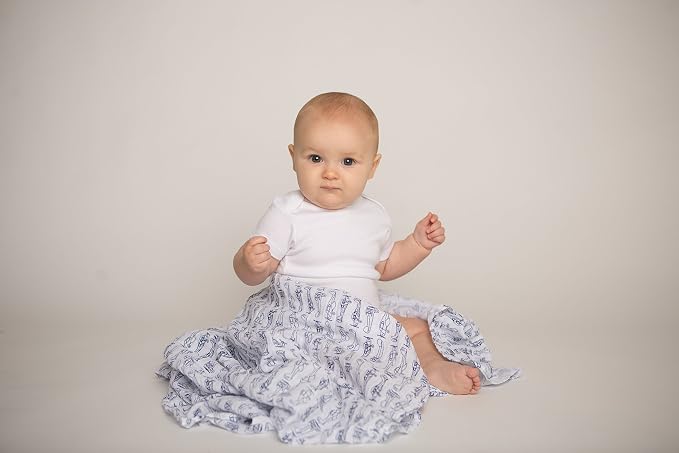 Hudson Baby Unisex Baby Cotton Muslin Swaddle Blankets, Blue Sheep, 2-Pack