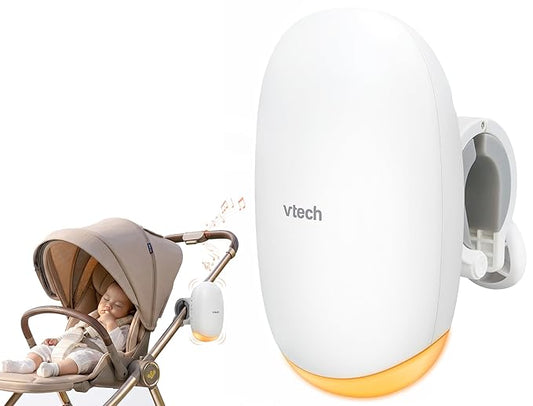VTech Baby Stroller Rocker & Sleep Soother, Portable, Hands-Free & Rechargeable, 3-Level Rocking, Amber Night Light, IPX2, Auto-Off Timer, Universal for Strollers, Prams, Car Seats & Cribs, V-Hush VR1