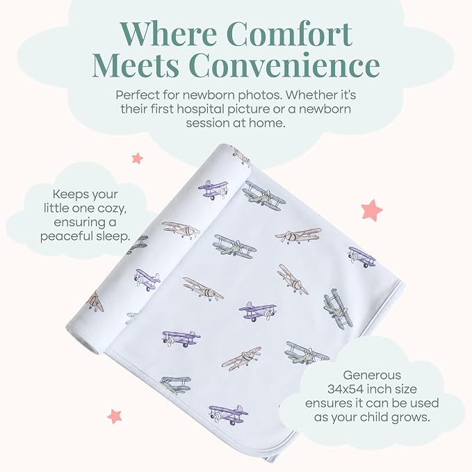 Caden Lane Baby Swaddle & Receiving Blanket, Soft, Breathable & Temperature-Regulating Bamboo Viscose Fabric for Swaddling Newborns, Gender Neutral Infant Blanket for Boys & Girls, First Class