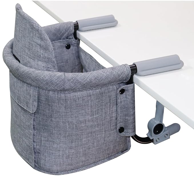 Lvvbaby Hook On High Chair Portable Baby High Chair-Foldable Convertible for Travel & Home,Clamp-On High-on Chair with Footrest, 3-Point Safety Harness Lightweight 4.3lbs