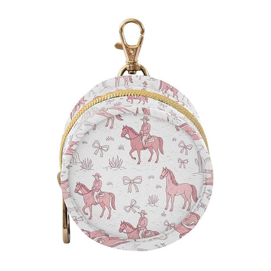 Western Horses Cowboys Pink Print Pacifier Holder Case for Diaper Bag Portable Travel Pacifier Storage Case with Clip Newborn Baby Pouch for Outdoor Purse Baby Boys Girls
