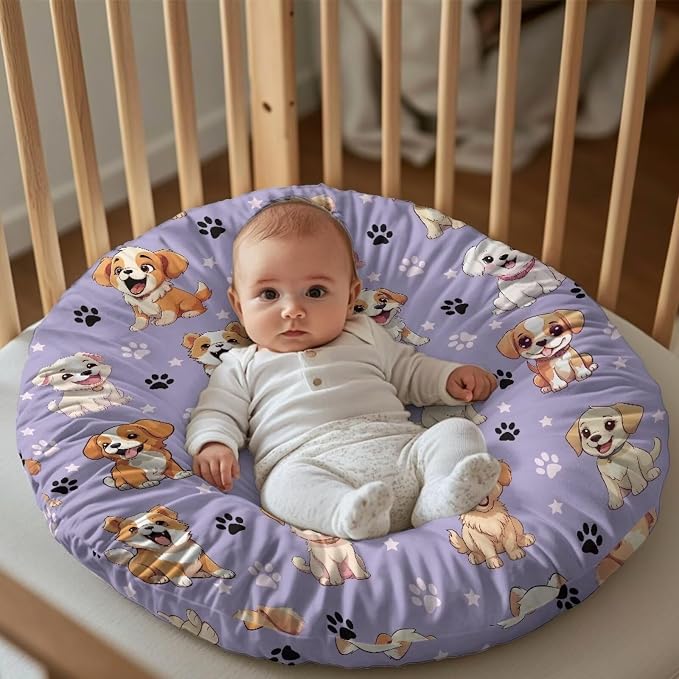 Cute Puppy Nursing Pillow Cover Floral Neutral Breastfeeding Pillow Cover Fits 26in*24in Nursing Pillow for Baby Boy Girl,Neutral Baby Nursing Pillow Cover Pillow Not Included