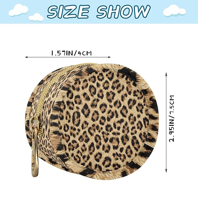Pacifier Holder with Clip Pacifier Case for Diaper Bag Round Baby Pacifier Pouch Box Bag Portable Classical Leopard Print