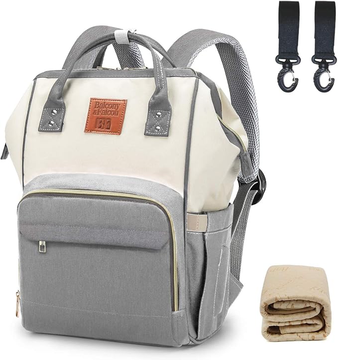 BALCONY & FALCON Multi-Functional Diaper Bag Backpack with Changing Pad Waterproof Nappy Bag