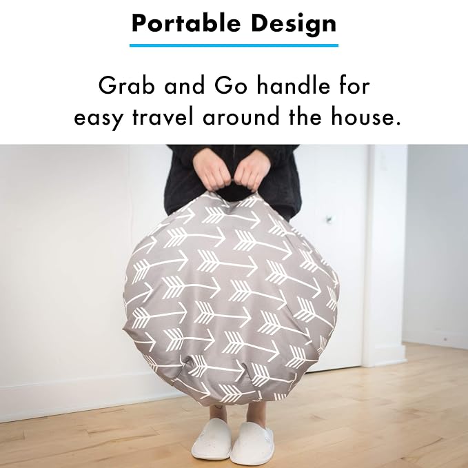 Nursing Pillow Cover | Soft Water Resistant and Machine Washable Fabric | Unisex Grey Elephant Print Design | Great for Breastfeeding and Bottle Feeding Mothers