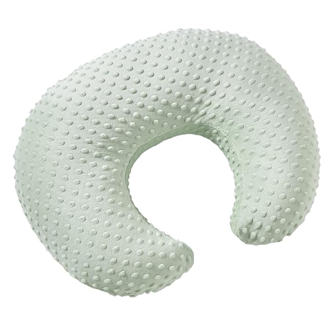 Nursing Pillow and Positioner with Cover for Breastfeeding and Bottle Feeding, Propping Baby, Tummy Time, Baby Sitting Support, Awake-Time Support (Green, 22" x 17.7" x 5.9")