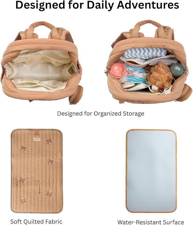 GOBABYMART Large Diaper Bag Backpack with Changing Pad, Insulated Bottle Pockets, Travel & Hospital Bag for Mom & Dad (Large - Brown Deer)